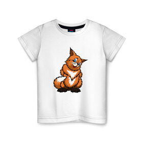 Детская футболка хлопок с принтом Лисенок в Кировске, 100% хлопок | круглый вырез горловины, полуприлегающий силуэт, длина до линии бедер | дети | забава | лисенок | мультик | ребенок