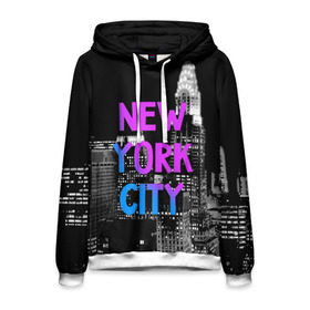 Мужская толстовка 3D с принтом Нью-Йорк в Кировске, 100% полиэстер | двухслойный капюшон со шнурком для регулировки, мягкие манжеты на рукавах и по низу толстовки, спереди карман-кенгуру с мягким внутренним слоем. | america | capital | city | lights | new york | night | skyscrapers | tourism | usa | америка | город | ночь | нью йорк | огни | столица | сша | туризм