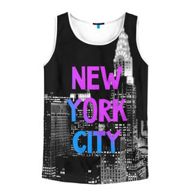 Мужская майка 3D с принтом Нью-Йорк в Кировске, 100% полиэстер | круглая горловина, приталенный силуэт, длина до линии бедра. Пройма и горловина окантованы тонкой бейкой | america | capital | city | lights | new york | night | skyscrapers | tourism | usa | америка | город | ночь | нью йорк | огни | столица | сша | туризм