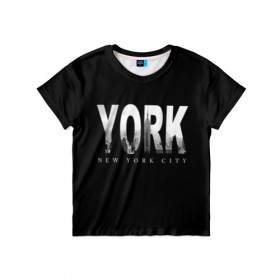 Детская футболка 3D с принтом Нью-Йорк в Кировске, 100% гипоаллергенный полиэфир | прямой крой, круглый вырез горловины, длина до линии бедер, чуть спущенное плечо, ткань немного тянется | america | capital | city | lights | new york | night | skyscrapers | tourism | usa | америка | город | ночь | нью йорк | огни | столица | сша | туризм