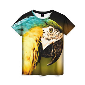 Женская футболка 3D с принтом Попугай в Кировске, 100% полиэфир ( синтетическое хлопкоподобное полотно) | прямой крой, круглый вырез горловины, длина до линии бедер | Тематика изображения на принте: двое | классный | клюв | красивый | крылья | попугай | попугайчик | птица | птичка | радужный