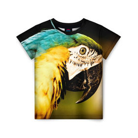 Детская футболка 3D с принтом Попугай в Кировске, 100% гипоаллергенный полиэфир | прямой крой, круглый вырез горловины, длина до линии бедер, чуть спущенное плечо, ткань немного тянется | двое | классный | клюв | красивый | крылья | попугай | попугайчик | птица | птичка | радужный