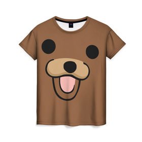 Женская футболка 3D с принтом Медведь в Кировске, 100% полиэфир ( синтетическое хлопкоподобное полотно) | прямой крой, круглый вырез горловины, длина до линии бедер | Тематика изображения на принте: интернет | клевый | медведь | мем | мишка | мишки | прикол | прикольный | смешной | шутка