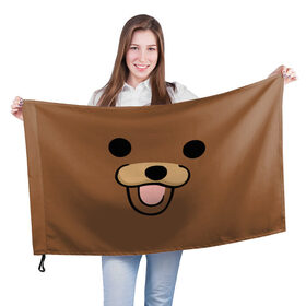 Флаг 3D с принтом Медведь в Кировске, 100% полиэстер | плотность ткани — 95 г/м2, размер — 67 х 109 см. Принт наносится с одной стороны | Тематика изображения на принте: интернет | клевый | медведь | мем | мишка | мишки | прикол | прикольный | смешной | шутка