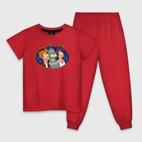 Детская пижама хлопок с принтом Futurama в Кировске, 100% хлопок |  брюки и футболка прямого кроя, без карманов, на брюках мягкая резинка на поясе и по низу штанин
 | futurama | бендер | лила | фрай | футурама