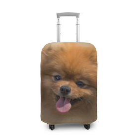 Чехол для чемодана 3D с принтом Шпиц в Кировске, 86% полиэфир, 14% спандекс | двустороннее нанесение принта, прорези для ручек и колес | shpic | животные | мордочка | пёс | рыжий | собака | собачка | язык