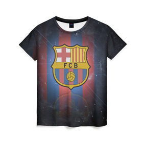 Женская футболка 3D с принтом Я фанат fc Barcelona! в Кировске, 100% полиэфир ( синтетическое хлопкоподобное полотно) | прямой крой, круглый вырез горловины, длина до линии бедер | barcelona | fc | барса | барселона | футбол