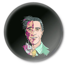 Значок с принтом Американский психопат в Кировске,  металл | круглая форма, металлическая застежка в виде булавки | american psycho | американский психопат
