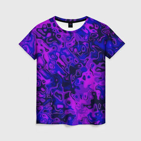Женская футболка 3D с принтом Фиолетовые разводы в Кировске, 100% полиэфир ( синтетическое хлопкоподобное полотно) | прямой крой, круглый вырез горловины, длина до линии бедер | 