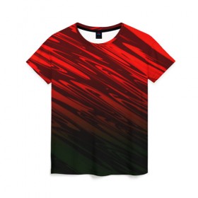Женская футболка 3D с принтом Размытие красок в Кировске, 100% полиэфир ( синтетическое хлопкоподобное полотно) | прямой крой, круглый вырез горловины, длина до линии бедер | абстракция | красный