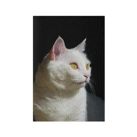 Обложка для паспорта матовая кожа с принтом Белая и пушистая в Кировске, натуральная матовая кожа | размер 19,3 х 13,7 см; прозрачные пластиковые крепления | Тематика изображения на принте: белый | взгляд | глаза | киска | кот | котёнок | кошка | пушистый