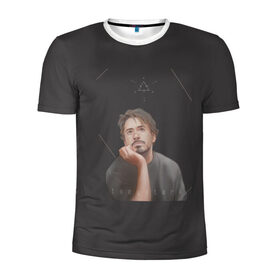 Мужская футболка 3D спортивная с принтом Tony Stark в Кировске, 100% полиэстер с улучшенными характеристиками | приталенный силуэт, круглая горловина, широкие плечи, сужается к линии бедра | младший | роберт