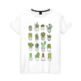 Женская футболка хлопок с принтом cactus в Кировске, 100% хлопок | прямой крой, круглый вырез горловины, длина до линии бедер, слегка спущенное плечо | cactus | tmblr | tubler | кактус