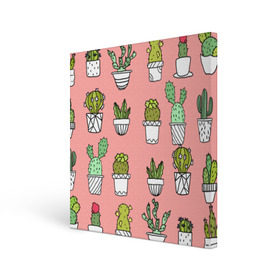 Холст квадратный с принтом cactus в Кировске, 100% ПВХ |  | cactus | tmblr | tubmler | кактус