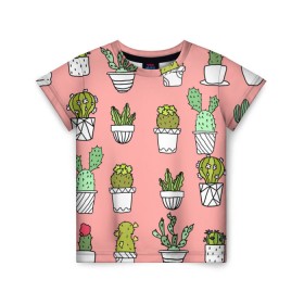 Детская футболка 3D с принтом cactus в Кировске, 100% гипоаллергенный полиэфир | прямой крой, круглый вырез горловины, длина до линии бедер, чуть спущенное плечо, ткань немного тянется | cactus | tmblr | tubmler | кактус