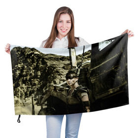 Флаг 3D с принтом Безумный Макс в Кировске, 100% полиэстер | плотность ткани — 95 г/м2, размер — 67 х 109 см. Принт наносится с одной стороны | безумный | дорога | кино | макс | мужчины | огонь | пламя | фильмы | ярости