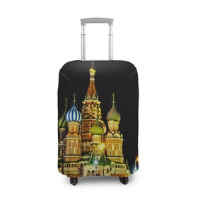 Чехол для чемодана 3D с принтом Москва в Кировске, 86% полиэфир, 14% спандекс | двустороннее нанесение принта, прорези для ручек и колес | kremlin | moscow | russia | город | кремль | москва | ночь | огни | река