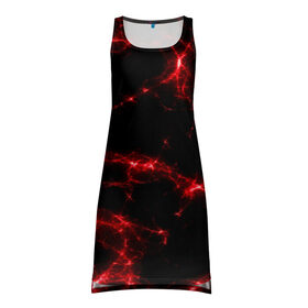 Платье-майка 3D с принтом Огненная абстракция в Кировске, 100% полиэстер | полуприлегающий силуэт, широкие бретели, круглый вырез горловины, удлиненный подол сзади. | абстракция | красный | огонь