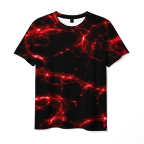 Мужская футболка 3D с принтом Огненная абстракция в Кировске, 100% полиэфир | прямой крой, круглый вырез горловины, длина до линии бедер | абстракция | красный | огонь