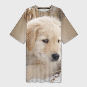 Платье-футболка 3D с принтом Щеночек в Кировске,  |  | dog | puppy | собака | щенок | щеночек