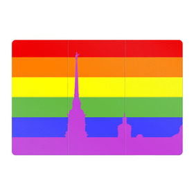 Магнитный плакат 3Х2 с принтом Радужный флаг в Кировске, Полимерный материал с магнитным слоем | 6 деталей размером 9*9 см | город | любовь | отношения | радуга | сердце | сталица | флаг