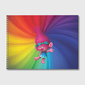 Альбом для рисования с принтом Розочка тролли в Кировске, 100% бумага
 | матовая бумага, плотность 200 мг. | trolls | детям | мультик | мультики | мультфильм | мультфильмы | радуга | разноцветные | разные цвета | розочка | тролли | тролль | цветные