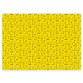 Поздравительная открытка с принтом Ноты в Кировске, 100% бумага | плотность бумаги 280 г/м2, матовая, на обратной стороне линовка и место для марки
 | Тематика изображения на принте: желтый | музыка