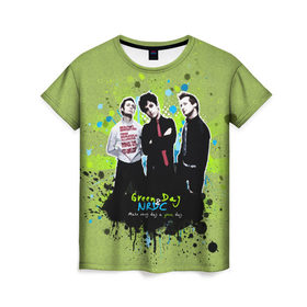 Женская футболка 3D с принтом Green Day 6 в Кировске, 100% полиэфир ( синтетическое хлопкоподобное полотно) | прямой крой, круглый вырез горловины, длина до линии бедер | 