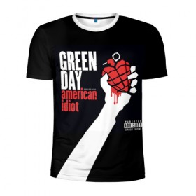Мужская футболка 3D спортивная с принтом Green Day 3 в Кировске, 100% полиэстер с улучшенными характеристиками | приталенный силуэт, круглая горловина, широкие плечи, сужается к линии бедра | Тематика изображения на принте: american idiot | green day | грин дей | грин дэй