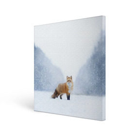 Холст квадратный с принтом лесная красотка в Кировске, 100% ПВХ |  | Тематика изображения на принте: зима | лес | лиса | рыжая | снег | тайга