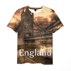Мужская футболка 3D с принтом England (Англия) в Кировске, 100% полиэфир | прямой крой, круглый вырез горловины, длина до линии бедер | Тематика изображения на принте: england | london | англия | британия | великобритания | владычица морей | вода | город | гостеприимный | дождей | клевый | красивый | лилия | лондон | мост | на темзе | окна | пасмурно | прикольный | река