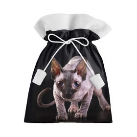 Подарочный 3D мешок с принтом сфинкс в Кировске, 100% полиэстер | Размер: 29*39 см | Тематика изображения на принте: cat | голубые глаза | кот | котик | котэ | кошка | сфинкс | черный