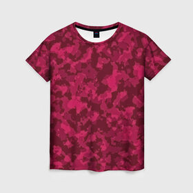 Женская футболка 3D с принтом Розовый камуфляж в Кировске, 100% полиэфир ( синтетическое хлопкоподобное полотно) | прямой крой, круглый вырез горловины, длина до линии бедер | армейский