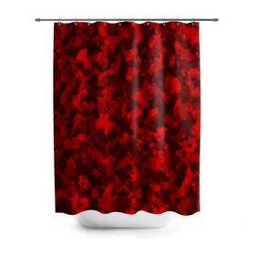 Штора 3D для ванной с принтом Красный камуфляж в Кировске, 100% полиэстер | плотность материала — 100 г/м2. Стандартный размер — 146 см х 180 см. По верхнему краю — пластиковые люверсы для креплений. В комплекте 10 пластиковых колец | милитари
