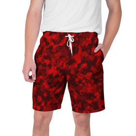 Мужские шорты 3D с принтом Красный камуфляж в Кировске,  полиэстер 100% | прямой крой, два кармана без застежек по бокам. Мягкая трикотажная резинка на поясе, внутри которой широкие завязки. Длина чуть выше колен | милитари