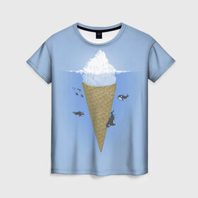 Женская футболка 3D с принтом Мороженое в Кировске, 100% полиэфир ( синтетическое хлопкоподобное полотно) | прямой крой, круглый вырез горловины, длина до линии бедер | food | ice cream | вкусно | еда | мороженое