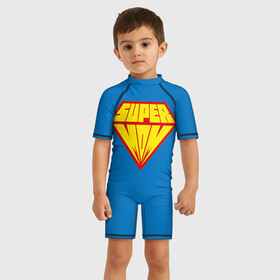 Детский купальный костюм 3D с принтом Супермама в Кировске, Полиэстер 85%, Спандекс 15% | застежка на молнии на спине | Тематика изображения на принте: мама