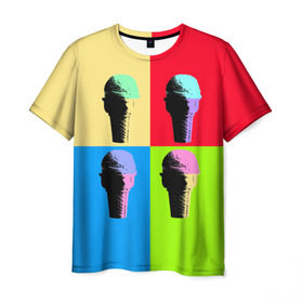 Мужская футболка 3D с принтом Pop Ice Cream в Кировске, 100% полиэфир | прямой крой, круглый вырез горловины, длина до линии бедер | food | ice cream | love | вкусно | еда | мороженое