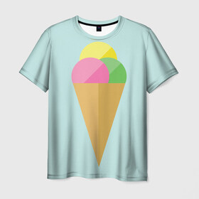 Мужская футболка 3D с принтом POP в Кировске, 100% полиэфир | прямой крой, круглый вырез горловины, длина до линии бедер | food | ice cream | love | вкусно | еда | мороженое