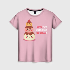 Женская футболка 3D с принтом Love в Кировске, 100% полиэфир ( синтетическое хлопкоподобное полотно) | прямой крой, круглый вырез горловины, длина до линии бедер | food | ice cream | love | вкусно | еда | мороженое