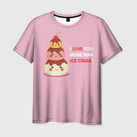 Мужская футболка 3D с принтом Love в Кировске, 100% полиэфир | прямой крой, круглый вырез горловины, длина до линии бедер | food | ice cream | love | вкусно | еда | мороженое