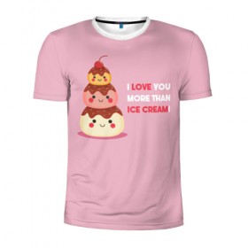 Мужская футболка 3D спортивная с принтом Love в Кировске, 100% полиэстер с улучшенными характеристиками | приталенный силуэт, круглая горловина, широкие плечи, сужается к линии бедра | Тематика изображения на принте: food | ice cream | love | вкусно | еда | мороженое