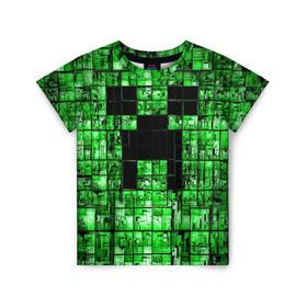 Детская футболка 3D с принтом Minecraft в Кировске, 100% гипоаллергенный полиэфир | прямой крой, круглый вырез горловины, длина до линии бедер, чуть спущенное плечо, ткань немного тянется | game | green | minecraft | игра | игрок | компьютерные игры | майнкрафт