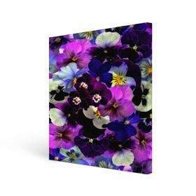 Холст квадратный с принтом Flower Garden в Кировске, 100% ПВХ |  | паттерн | разноцветный | цветы