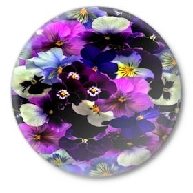Значок с принтом Flower Garden в Кировске,  металл | круглая форма, металлическая застежка в виде булавки | паттерн | разноцветный | цветы