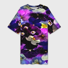 Платье-футболка 3D с принтом Flower Garden в Кировске,  |  | паттерн | разноцветный | цветы