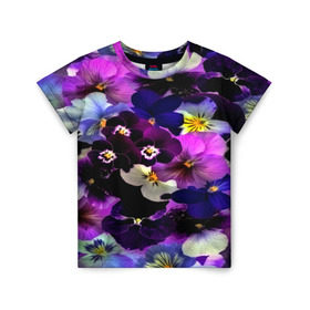 Детская футболка 3D с принтом Flower Garden в Кировске, 100% гипоаллергенный полиэфир | прямой крой, круглый вырез горловины, длина до линии бедер, чуть спущенное плечо, ткань немного тянется | Тематика изображения на принте: паттерн | разноцветный | цветы