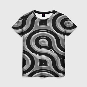 Женская футболка 3D с принтом Минимализм в Кировске, 100% полиэфир ( синтетическое хлопкоподобное полотно) | прямой крой, круглый вырез горловины, длина до линии бедер | линии | монохромный | узор