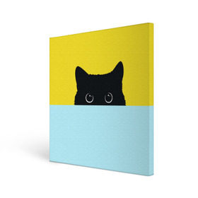 Холст квадратный с принтом Moon в Кировске, 100% ПВХ |  | 3d | cat | kitty | животные | иллюстрация | киса | кот | кот спрятался | котенок | котэ | кошка | минимализм | рисунок | цифровое искусство