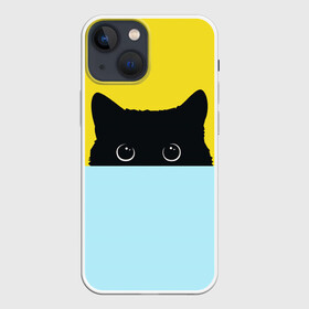 Чехол для iPhone 13 mini с принтом Кот спрятался в Кировске,  |  | 3d | cat | kitty | животные | иллюстрация | киса | кот | кот спрятался | котенок | котэ | кошка | минимализм | рисунок | цифровое искусство